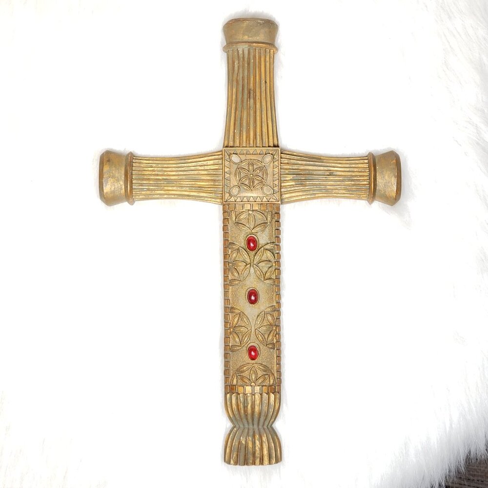 UDC 2003 Spiritual Harvest Gold Ruby Red Religious Victorian Bohemian Large Cros